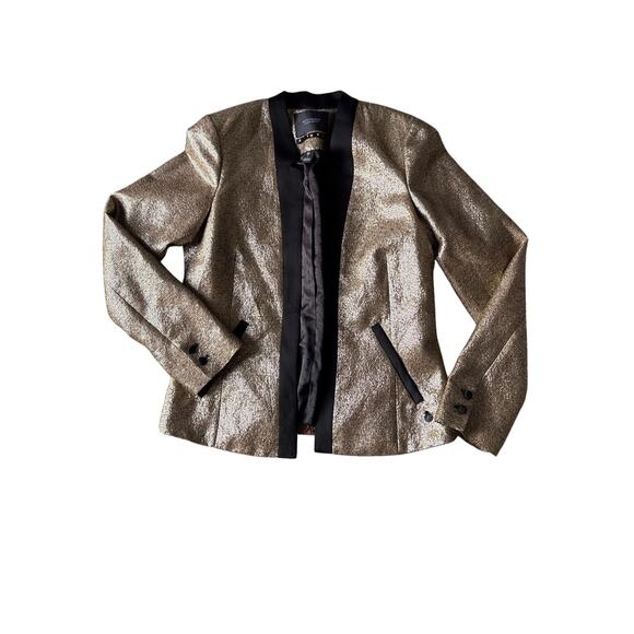 Maison Scotch Gold Metallic Tuxedo Blazer Size 1 - Picture 5 of 8